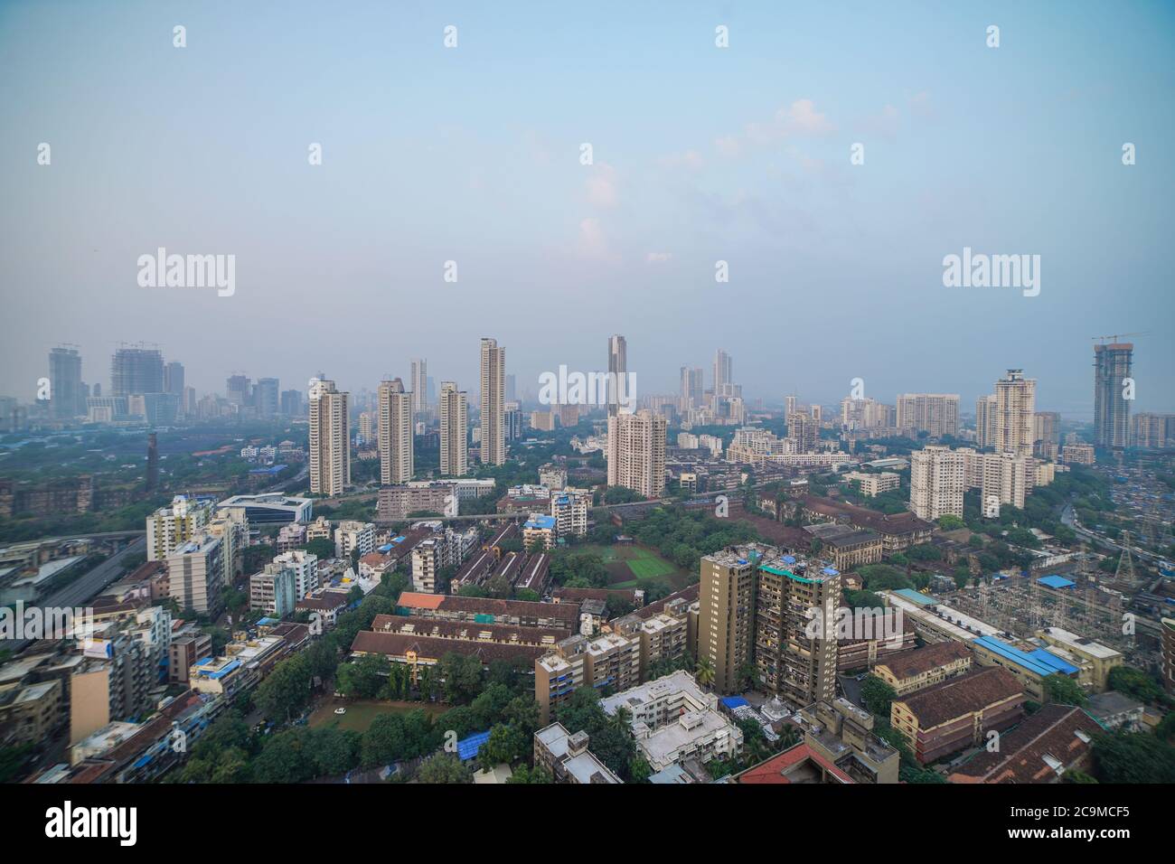 Mumbai Arial View Tall Buildings (Bombay) Monorail Arial Route 2020 Stock Photo