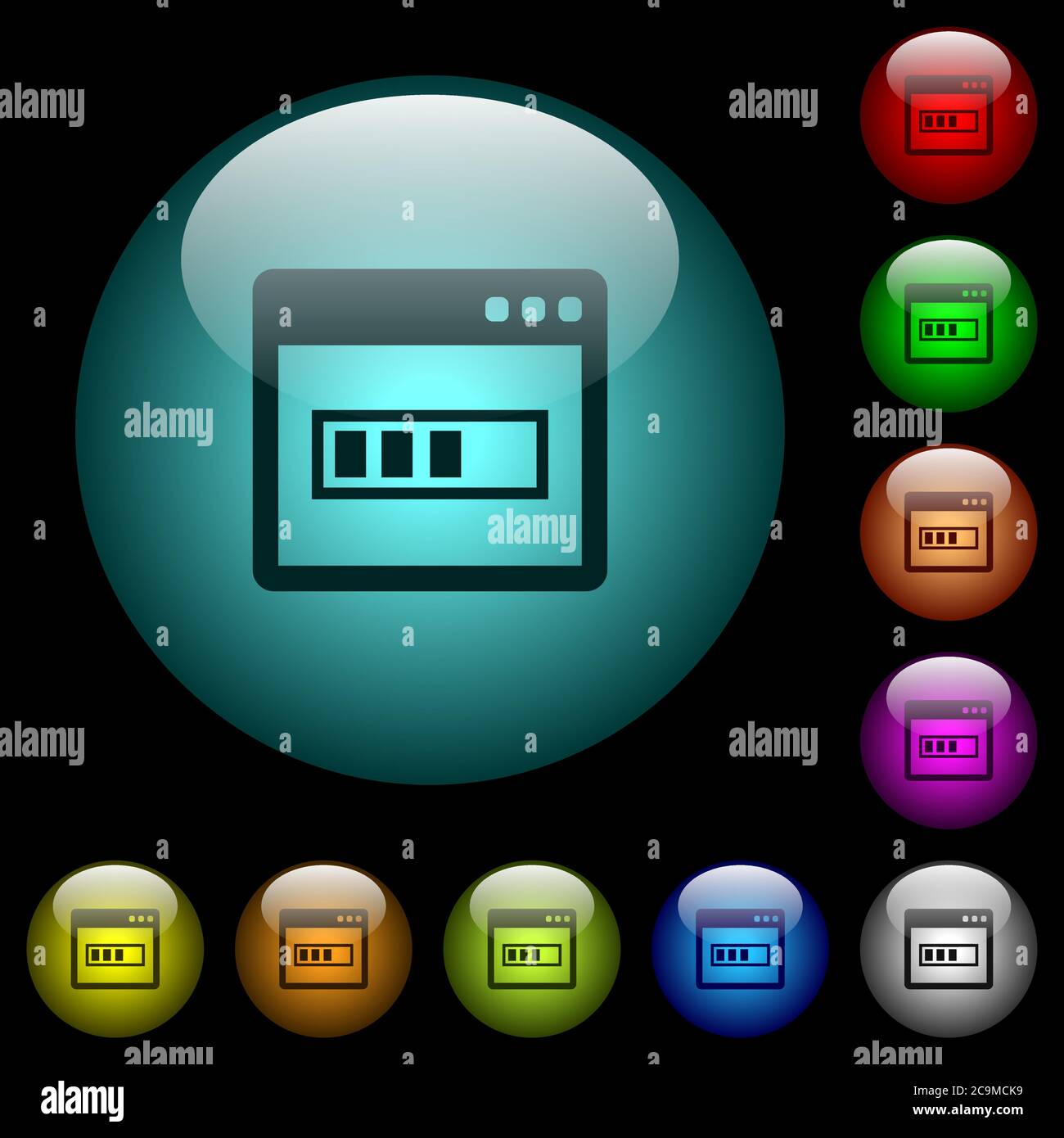 Application installing icons in color illuminated spherical glass ...
