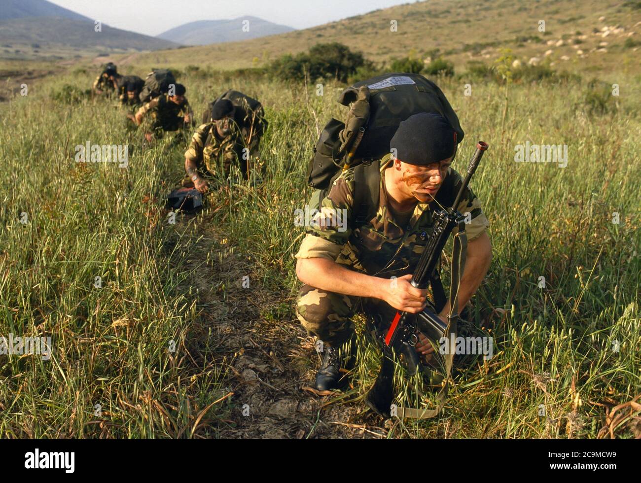 NATO Exercises in Capo Teulada (Sardinia, Italy), Dutch marines (May 1985) Stock Photo