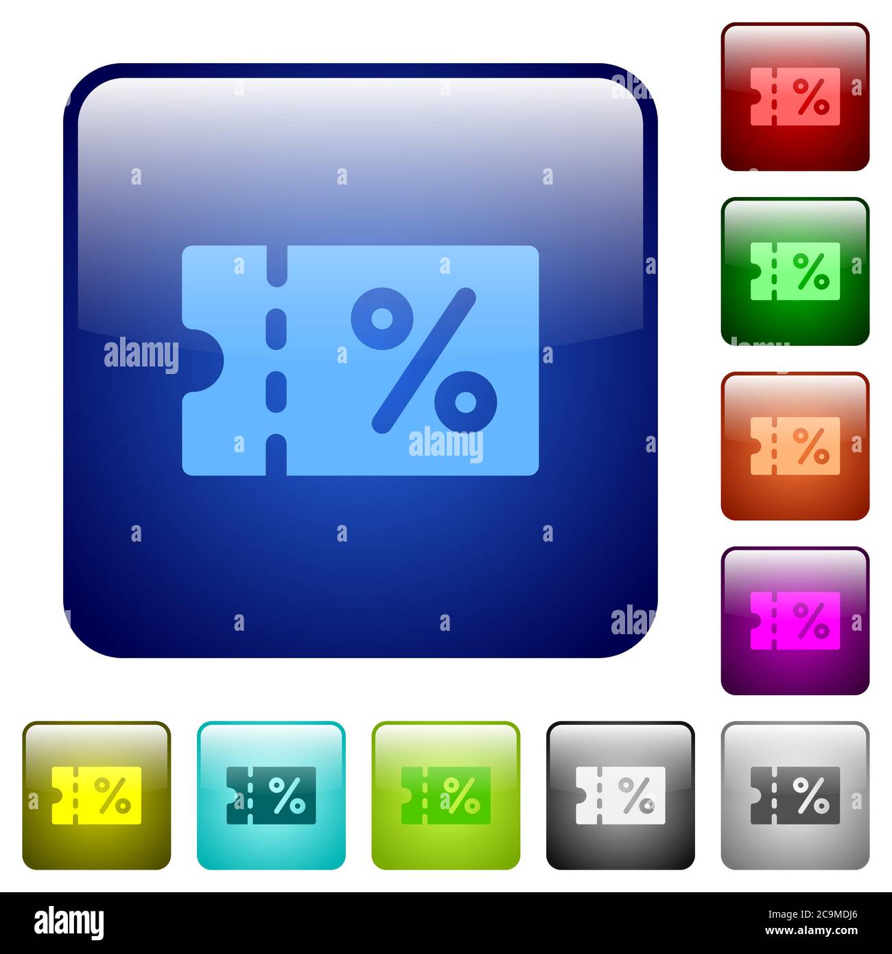 Coupon icons in rounded square color glossy button set Stock Vector ...