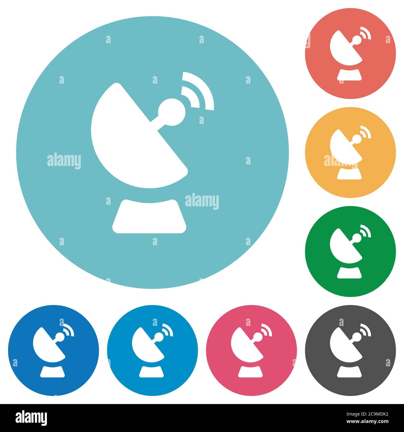 Satellite dish flat white icons on round color backgrounds Stock Vector ...