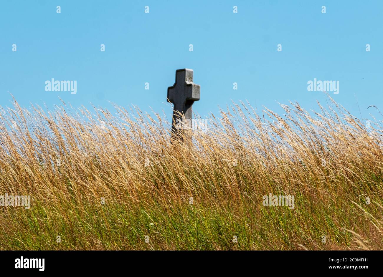 Granite stone cross on Branxton hill, Northumberland to commemorate the fallen at the Battle of Flodden field on September 9th 1513. Stock Photo