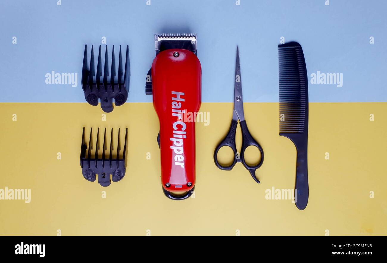 macro photo of barber instrument Stock Photo