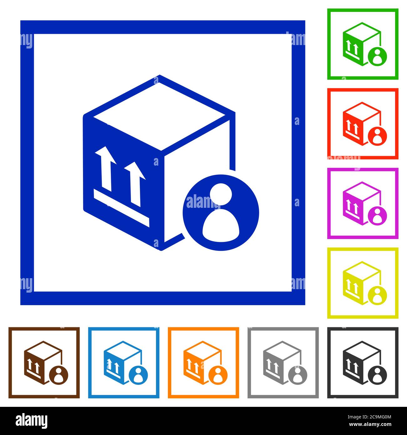 Package recipient flat color icons in square frames on white background ...