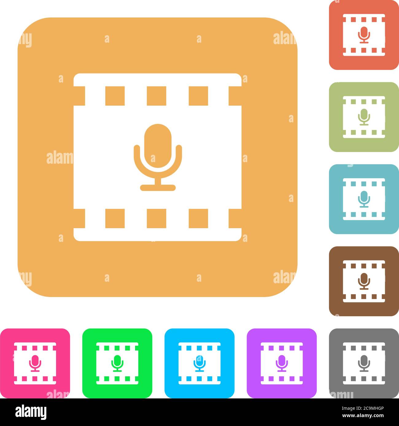 Movie voice flat icons on rounded square vivid color backgrounds Stock ...