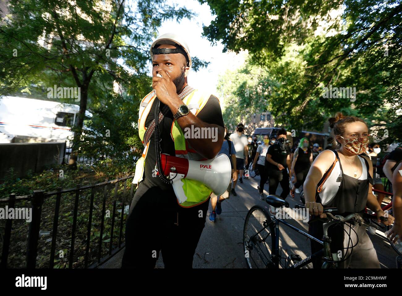 Demonstrators march from Barclay’s Center through New York City Farragut Housing Authority