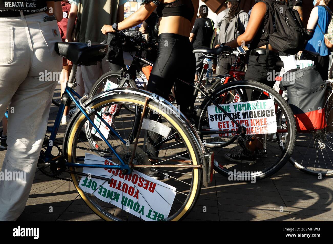 Demonstrators march from Barclay’s Center through New York City Farragut Housing Authority