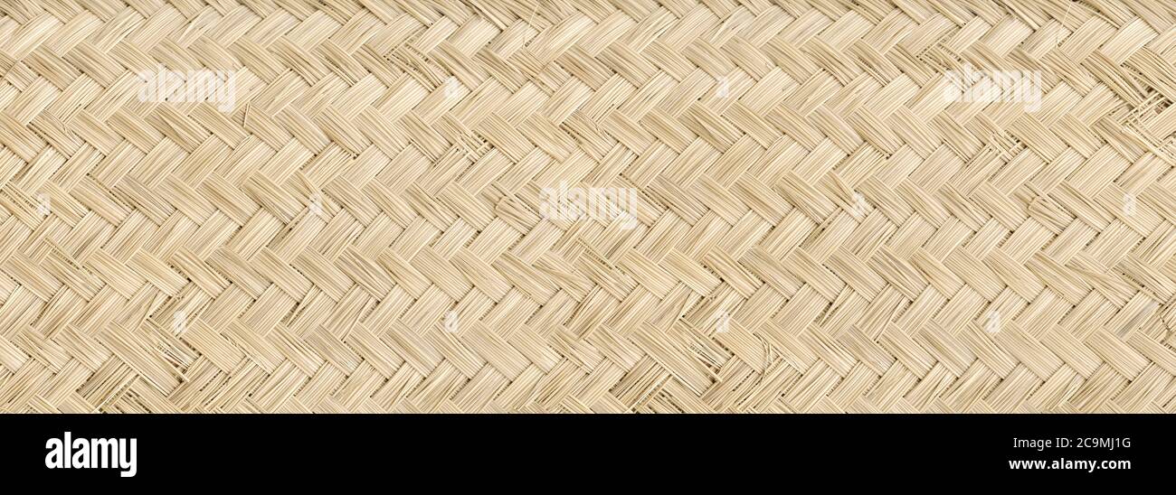 Woven light bamboo mat texture background banner Stock Photo