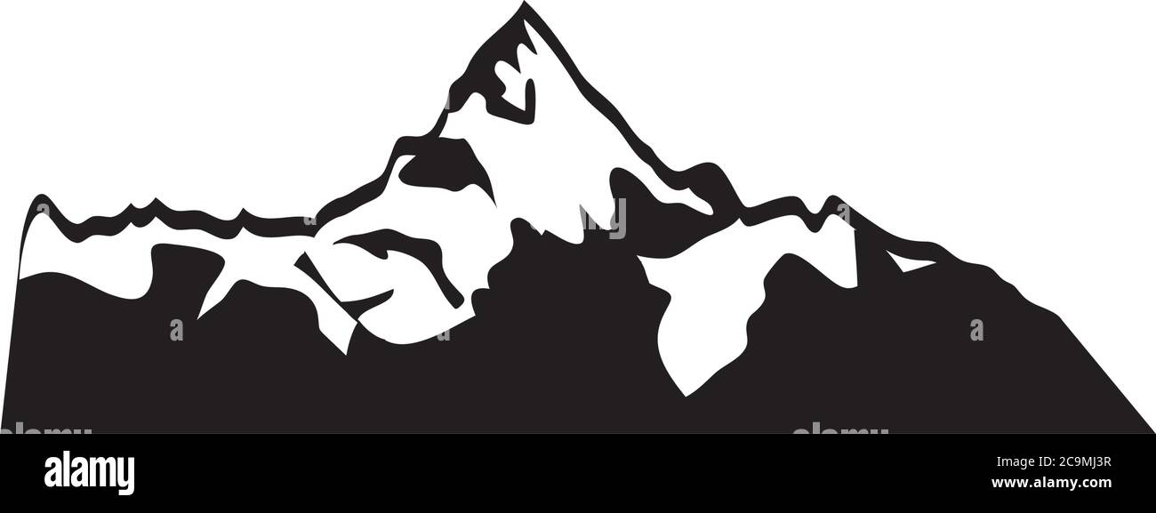 icon of snowy mountain icon over white background, silhouette style ...