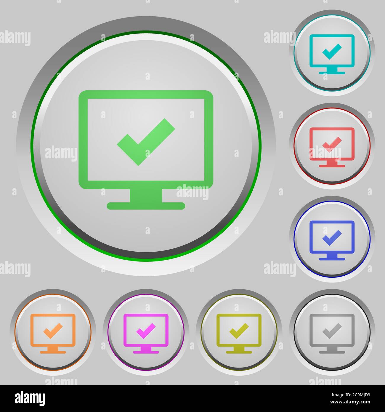 Accept display settings color icons on sunk push buttons Stock Vector