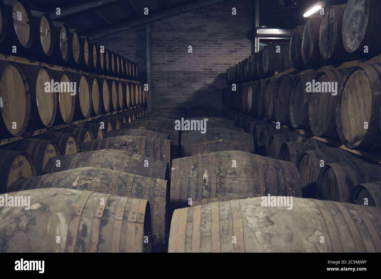 whisky barrels at distillery Stock Photo