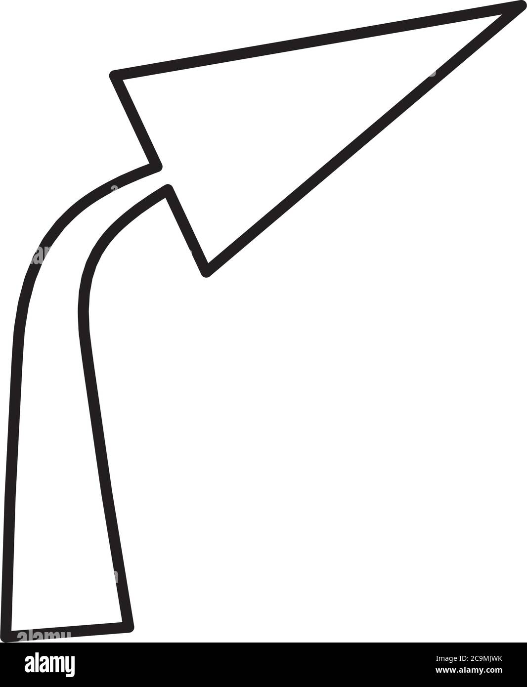 Arrow With Right Direction Over White Background Line Style Vector