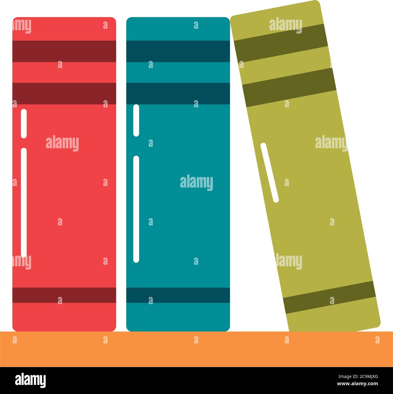 school education supply books in shelf knowledge flat style icon vector ...