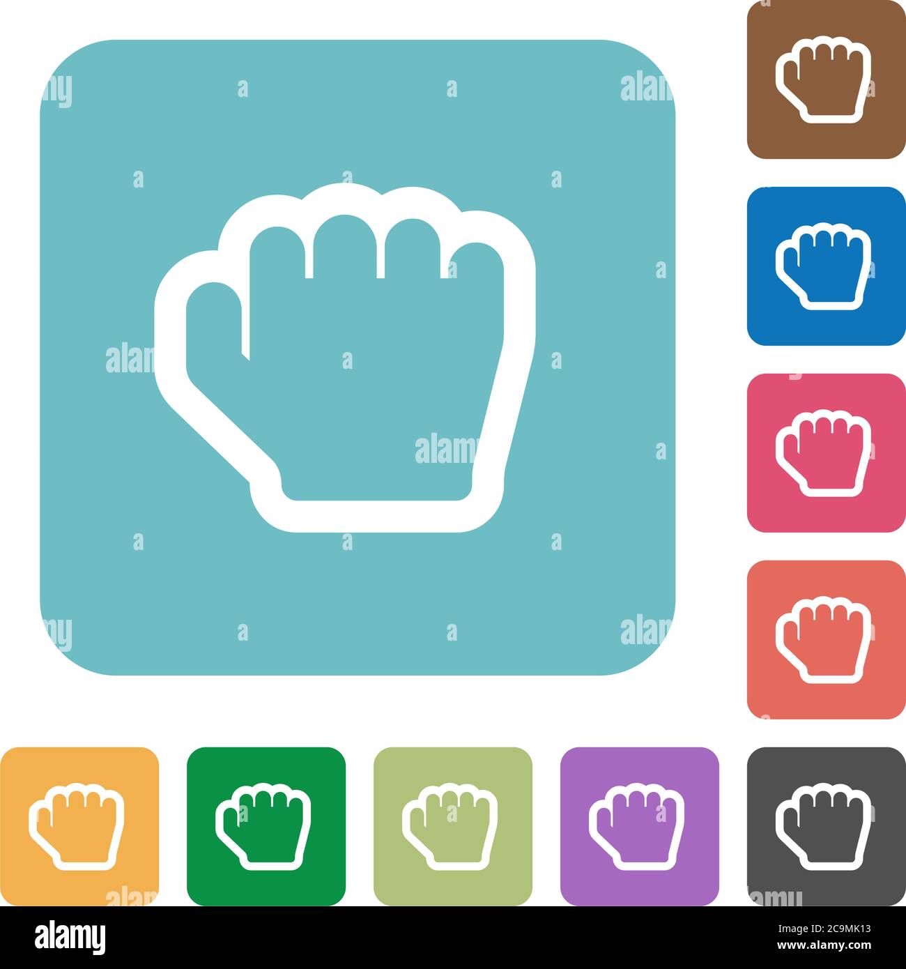 Grab cursor white flat icons on color rounded square backgrounds Stock Vector