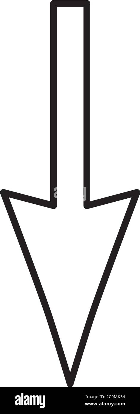 down arrow icon over white background, line style, vector illustration ...