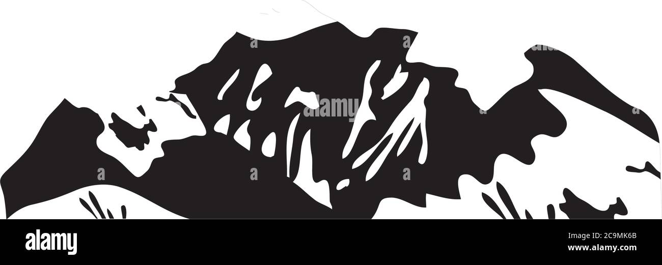 icon of cold mountains icon over white background, silhouette style ...