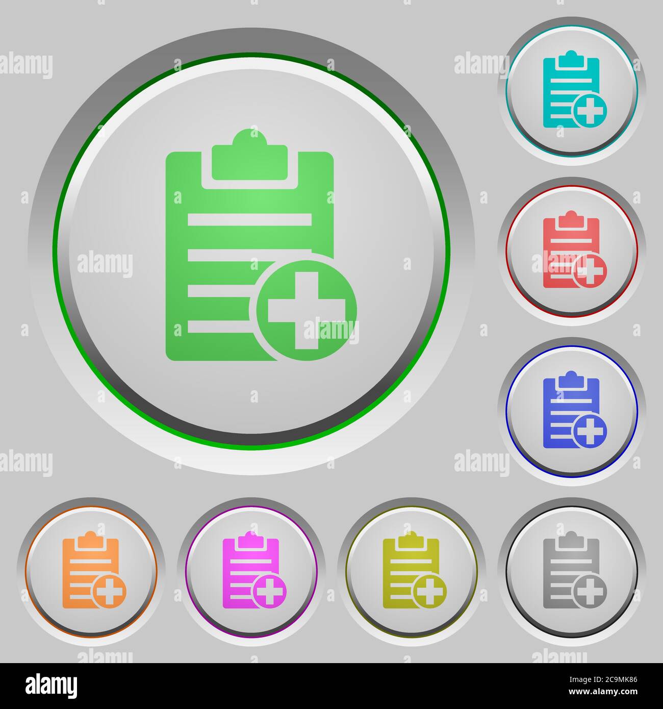 Add new note color icons on sunk push buttons Stock Vector