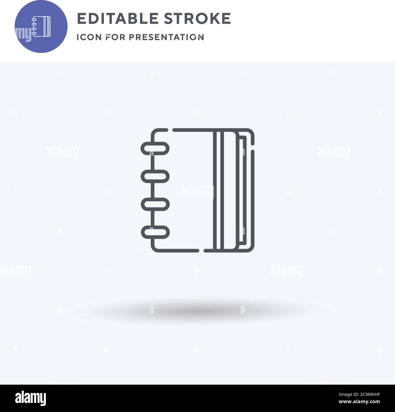 Notebook icon vector, filled flat sign, solid pictogram isolated on white, logo illustration. Notebook icon for presentation. Stock Vector