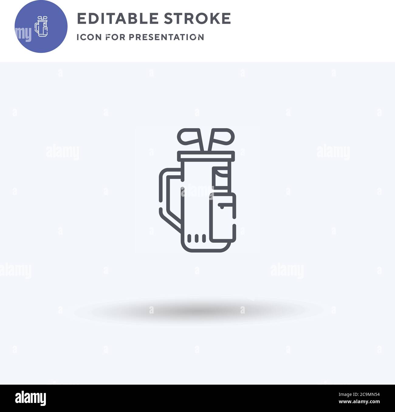 Golf Bag icon vector, filled flat sign, solid pictogram isolated on white, logo illustration. Golf Bag icon for presentation. Stock Vector