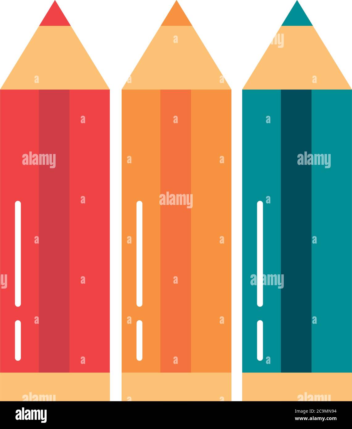 school education supply color pencils flat style icon vector ...