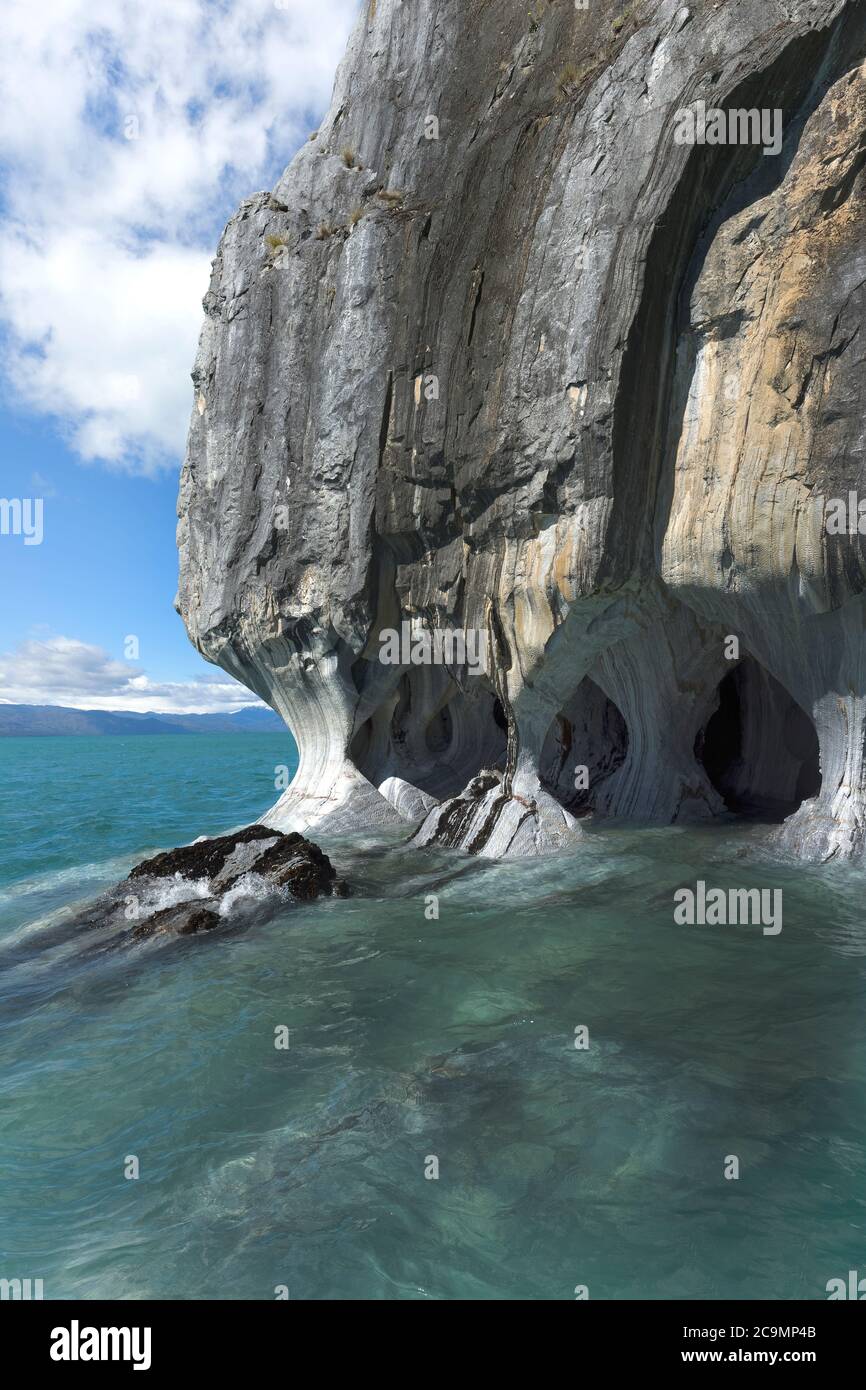 Marble Caves Sanctuary, Marble Cathedral on General Carrera Lake, Puerto Rio Tranquilo, Aysen Region, Patagonia, Chile Stock Photo