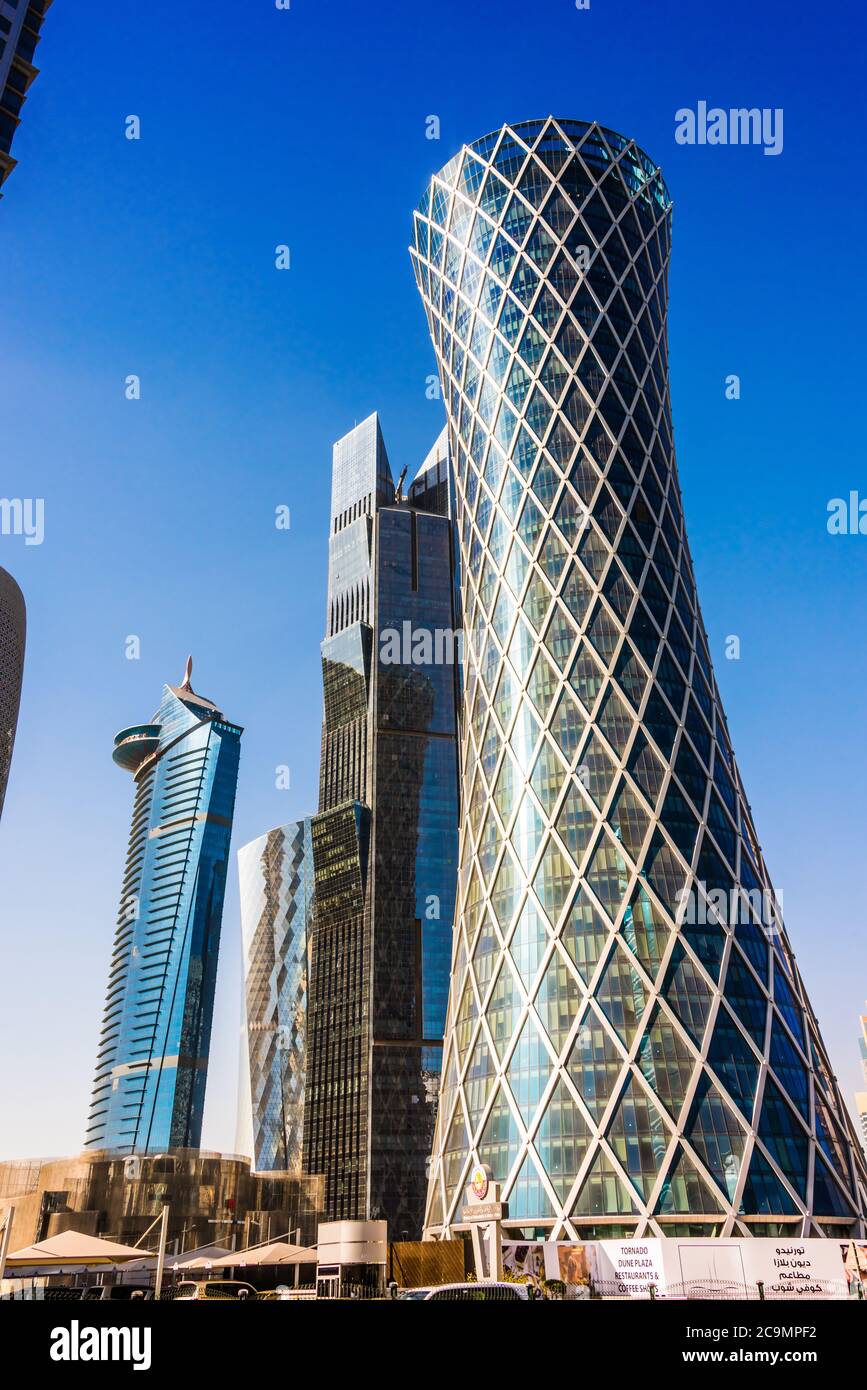 DOHA, QATAR - FEB 25, 2020: Modern business architecture of downtown Doha, Qatar Stock Photo