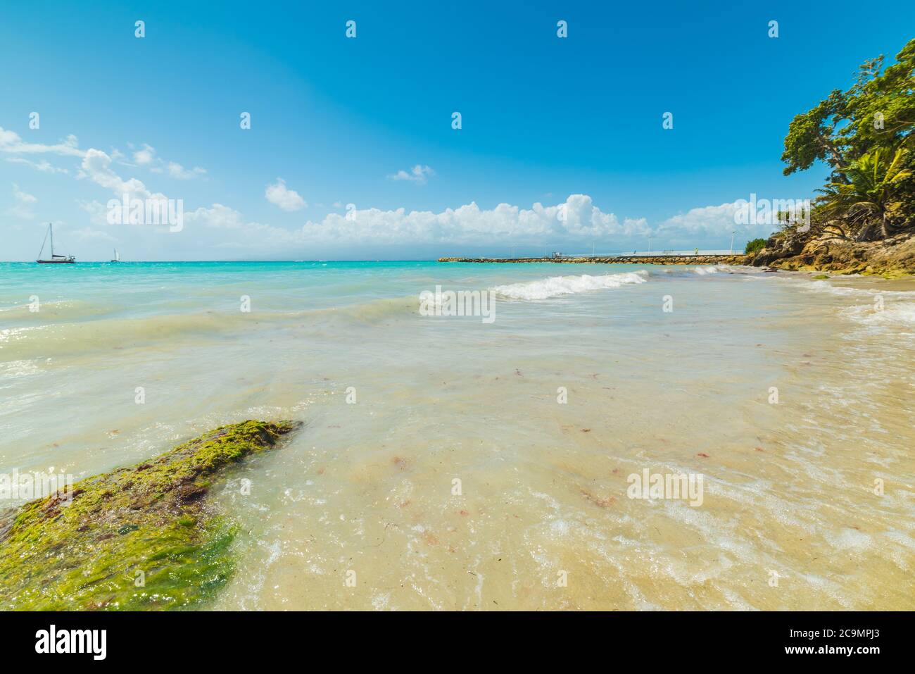 Turquoise water in La Datcha beach in Guadeloupe, French west indies. Lesser Antilles, Caribbean sea Stock Photo