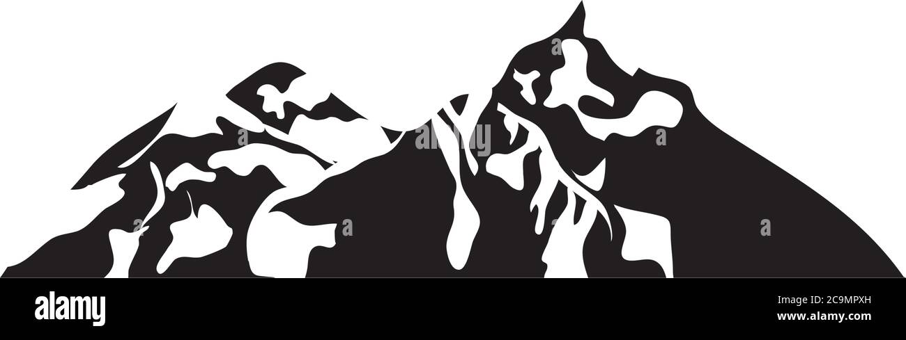 cold mountains icon over white background, silhouette style, vector ...