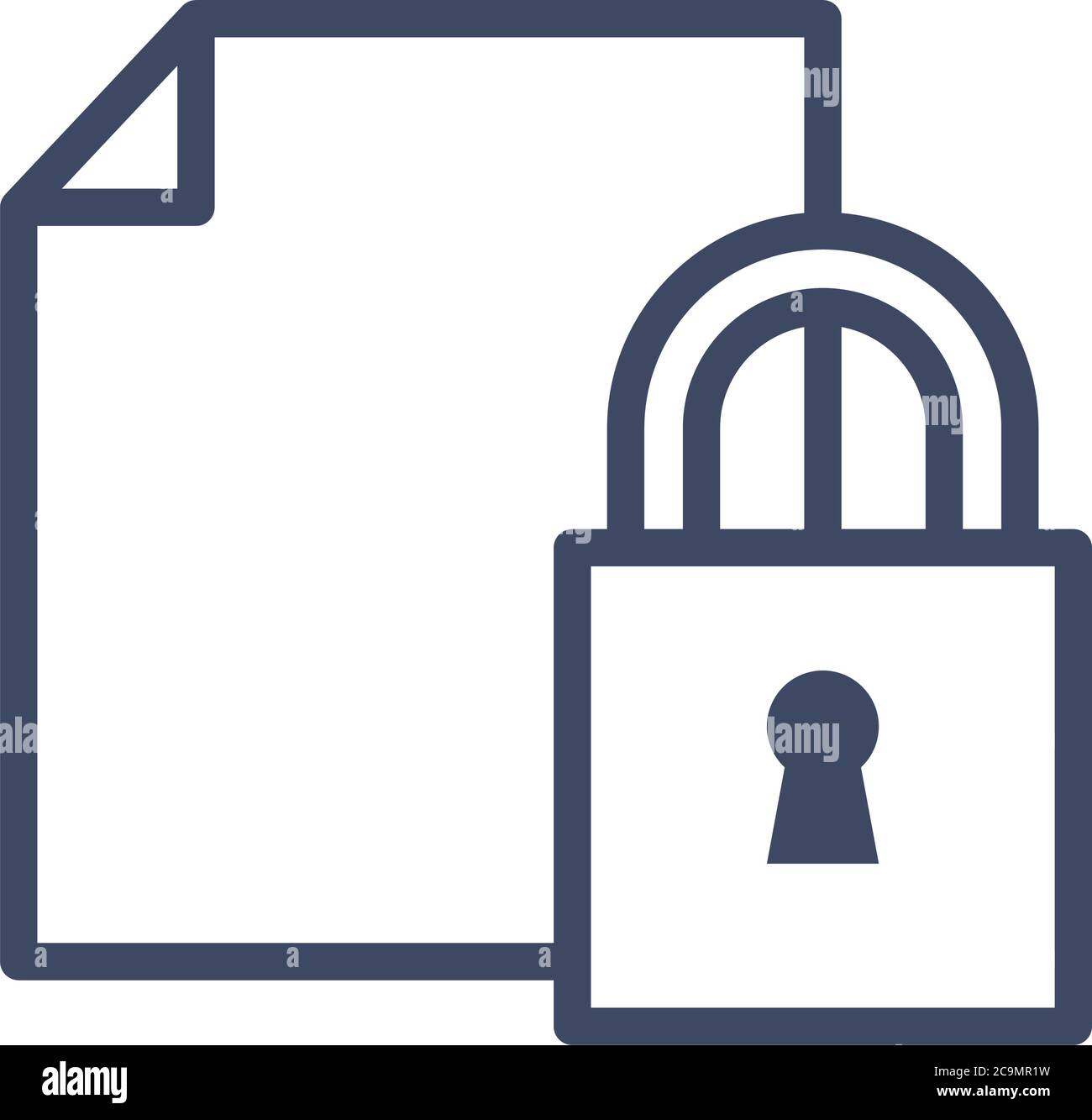 Padlock and document paper line style icon design of Security lock and ...