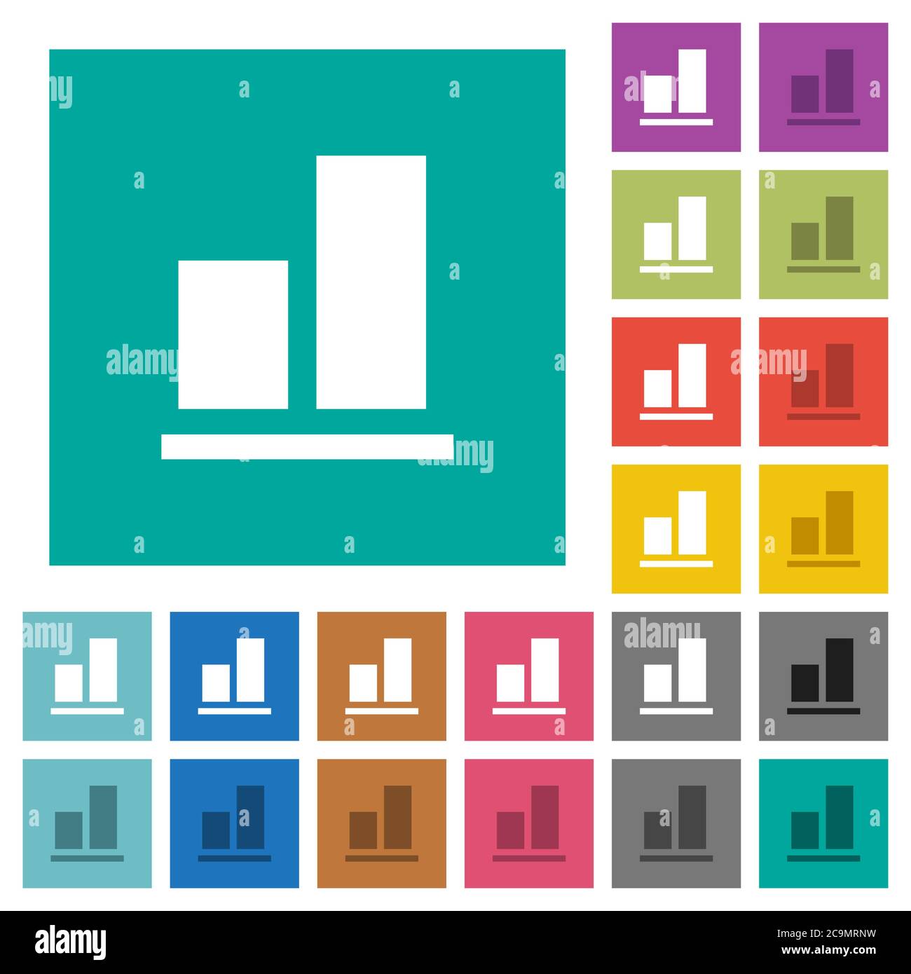 Align to bottom multi colored flat icons on plain square backgrounds ...