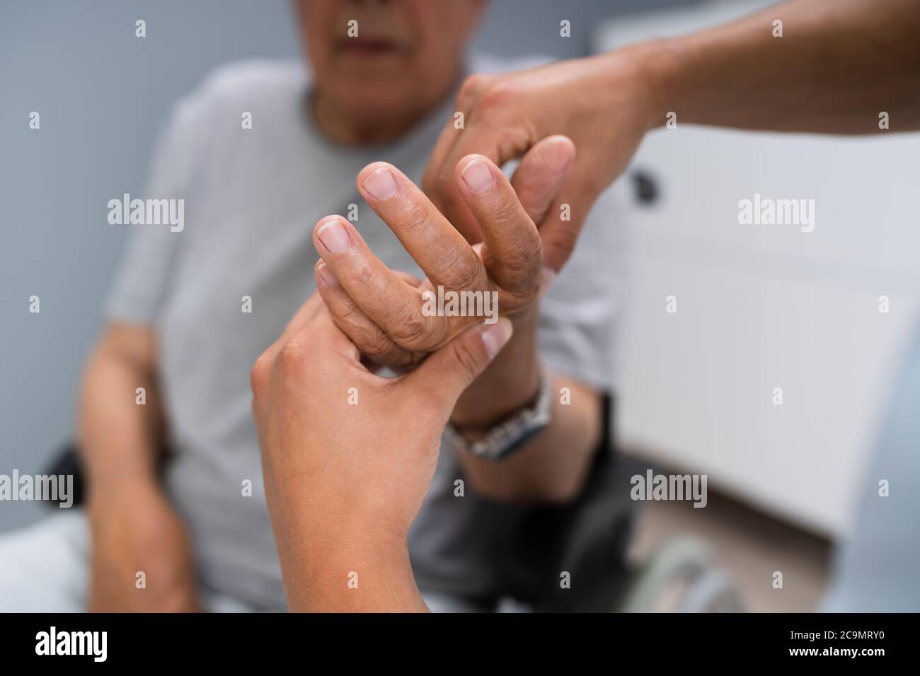 Older Retirement Healthcare Patient Medical Treatment By Nurse Stock