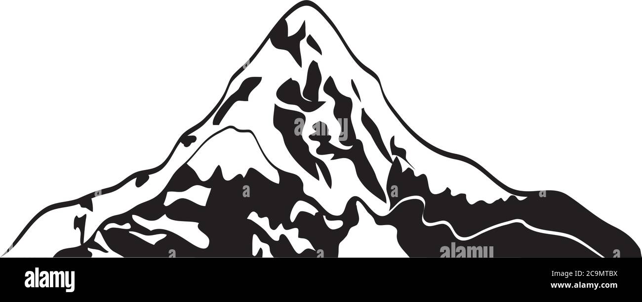 cold mountain icon over white background, silhouette style, vector ...