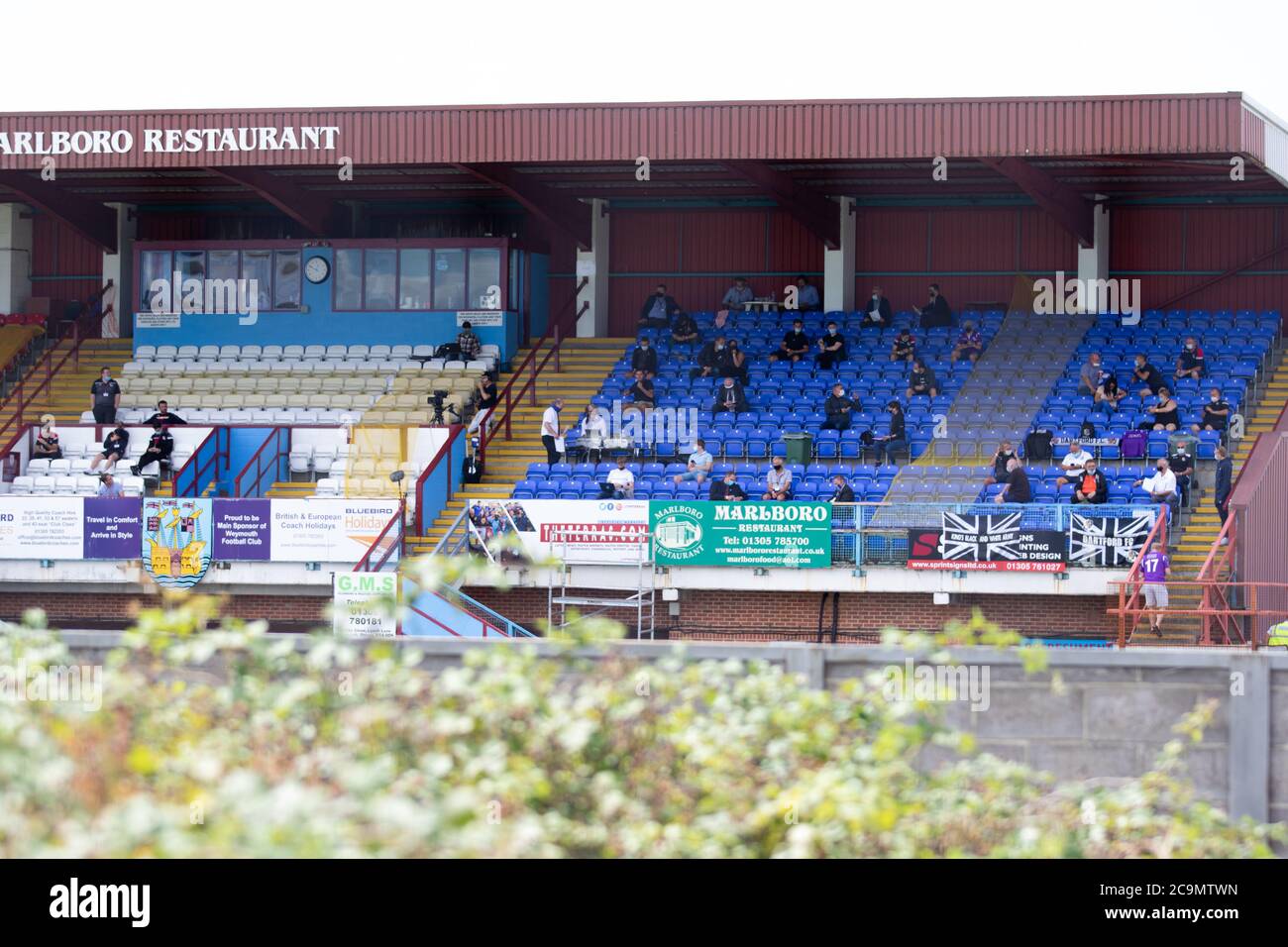 Weymouth, UK. 1st August, 2020. Weymouth FC face Dartford FC for the final of the Vanarama National League South playoffs. The winner of this match is promoted into the National League. Credit: Liam Asman/Alamy Live News Stock Photo