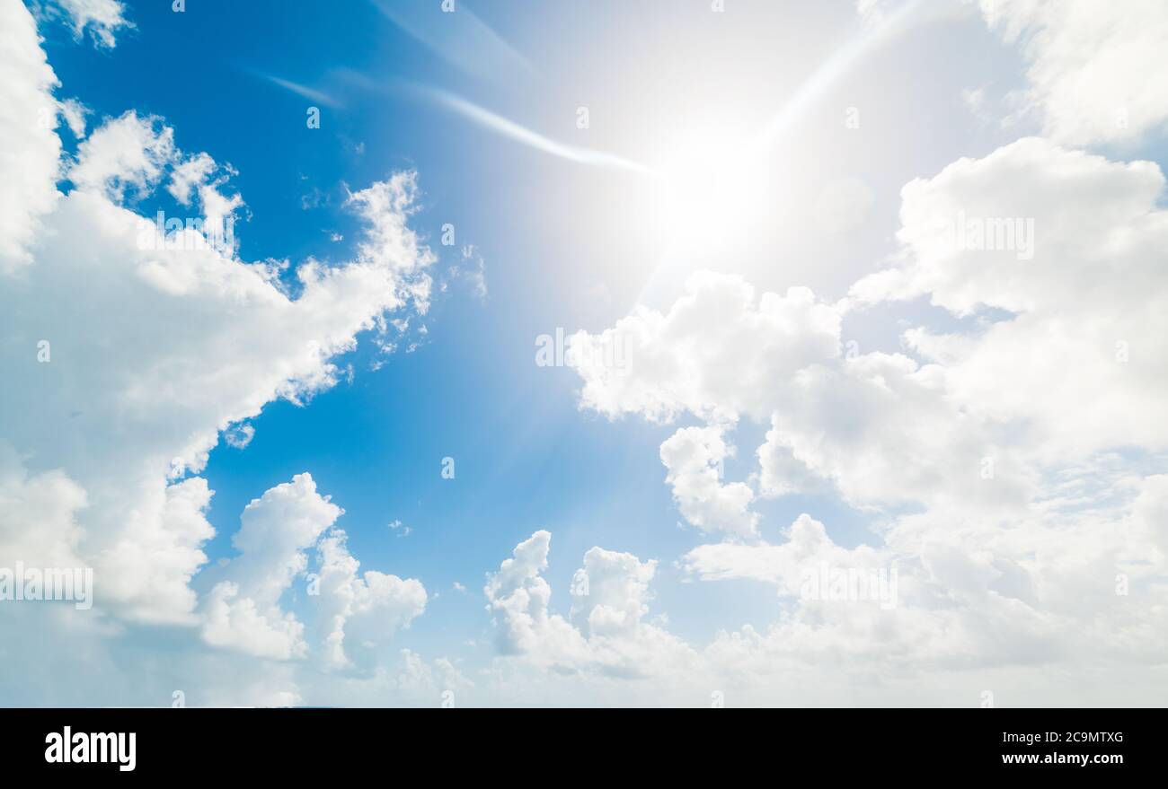 blue sky with white, soft clouds Stock Photo - Alamy