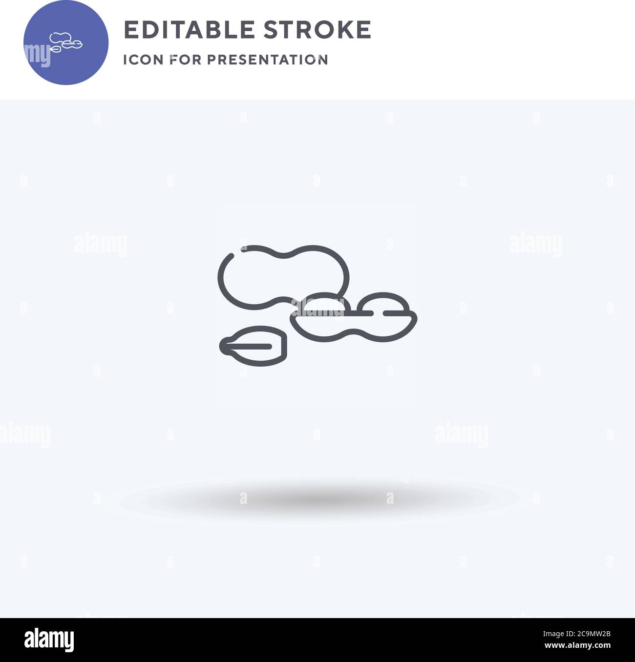 Peanuts icon vector, filled flat sign, solid pictogram isolated on white, logo illustration. Peanuts icon for presentation. Stock Vector