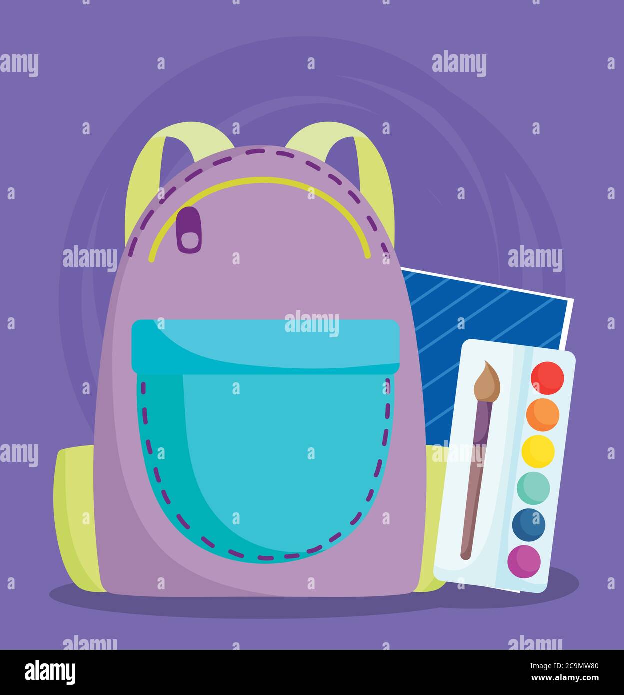 back to school, backpack color palette and notebook elementary