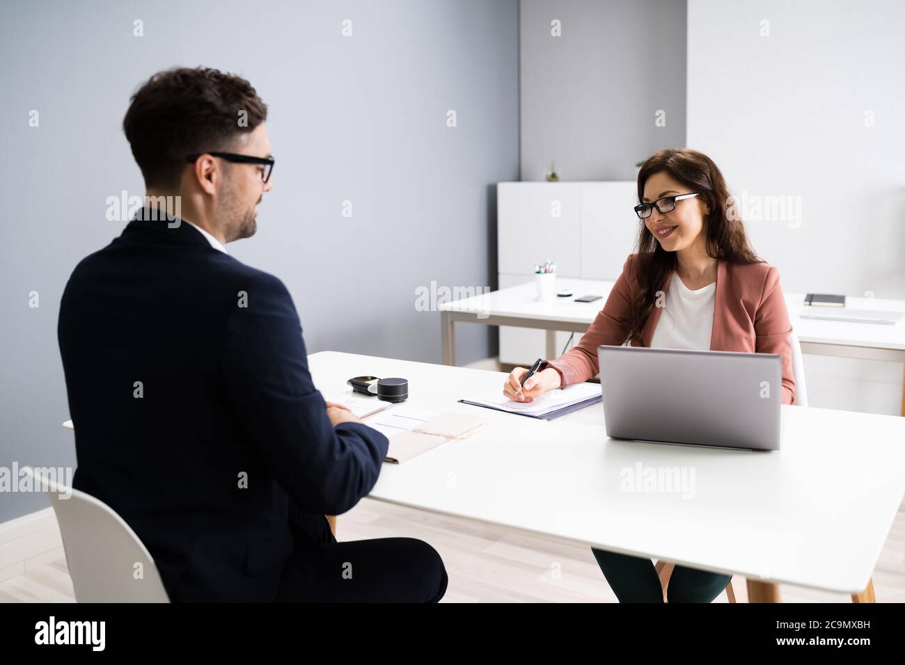 Job Interview. Business Manager Talking To Recruiter In Meeting Stock Photo