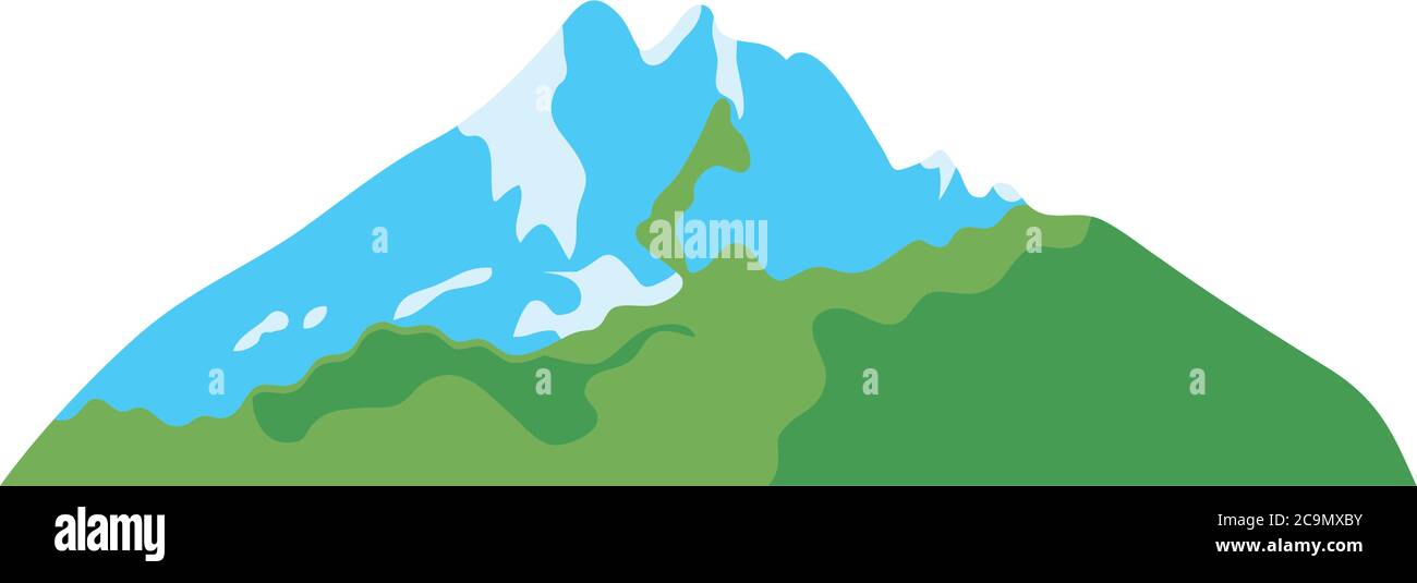 cartoon cold mountain over white background, flat icon style, vector ...