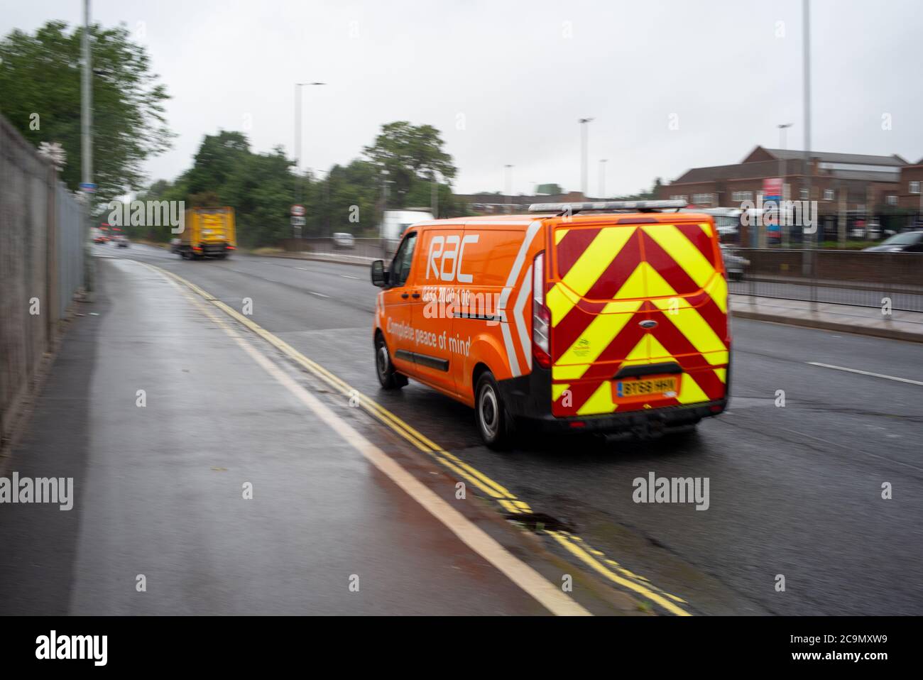 RAC van travelling down the road in Southampton Millbrook England. Stock Photo
