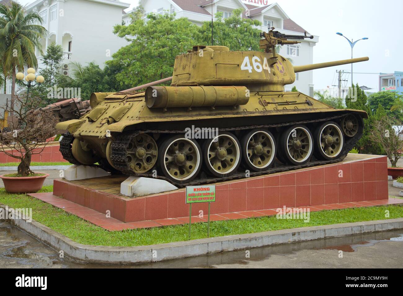 DANANG, VIETNAM - JANUARY 05, 2016: Soviet tank T-34-85 in the exposition of the museum of the 5th militarized zone Stock Photo