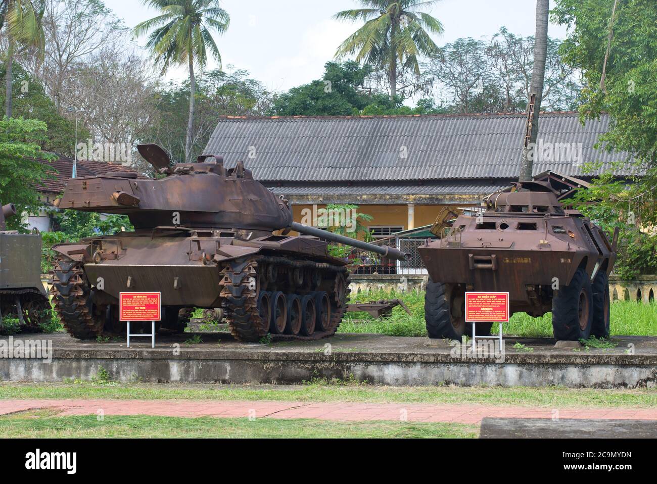 HUE, VIETNAM - JANUARY 08, 2016: The American M-41 tank and the armored personnel carrier in the city museum Stock Photo