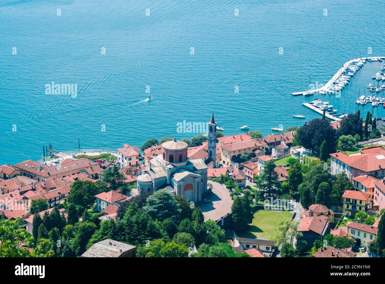 The city of Laveno, seen from above Stock Photo