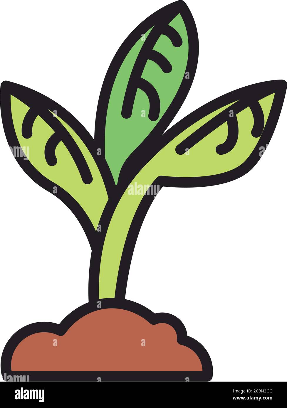 Plant on earth line and fill style icon design of Floral nature garden ...