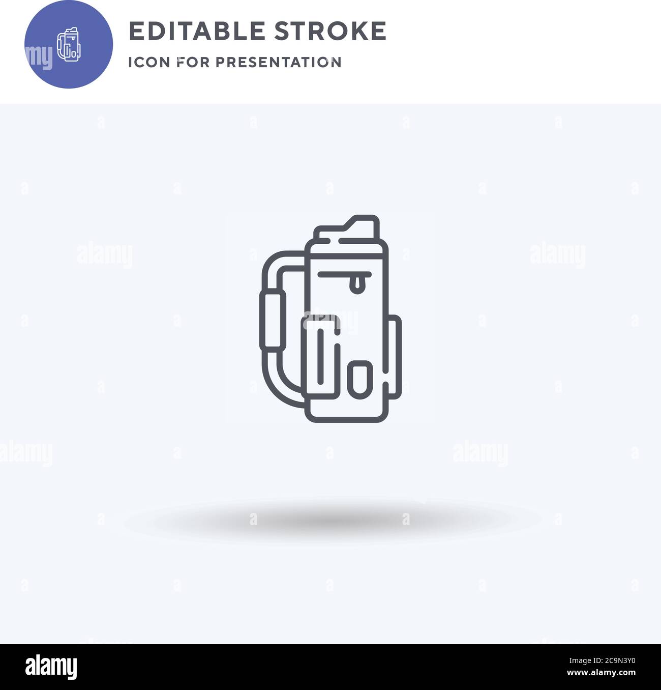 Golf Bag icon vector, filled flat sign, solid pictogram isolated on white, logo illustration. Golf Bag icon for presentation. Stock Vector