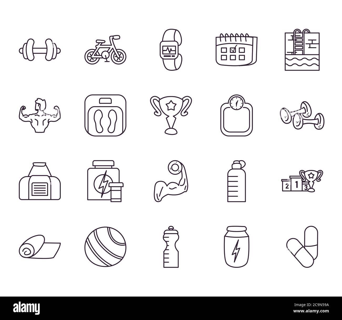 line style icon set design, healthy sport and activity theme Vector illustration Stock Vector