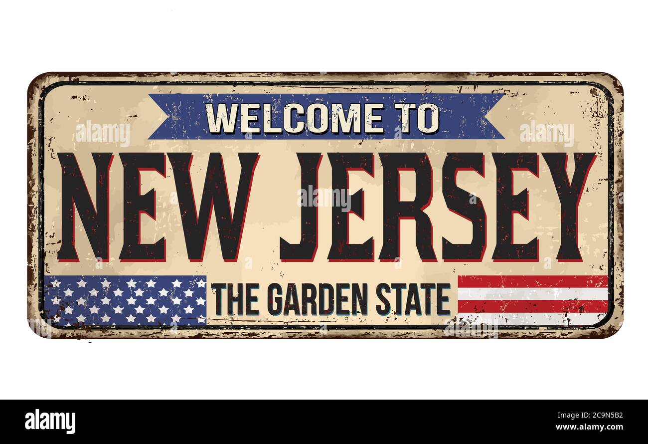 Welcome To New Jersey Vintage Rusty Metal Sign On A White Background Vector Illustration Stock