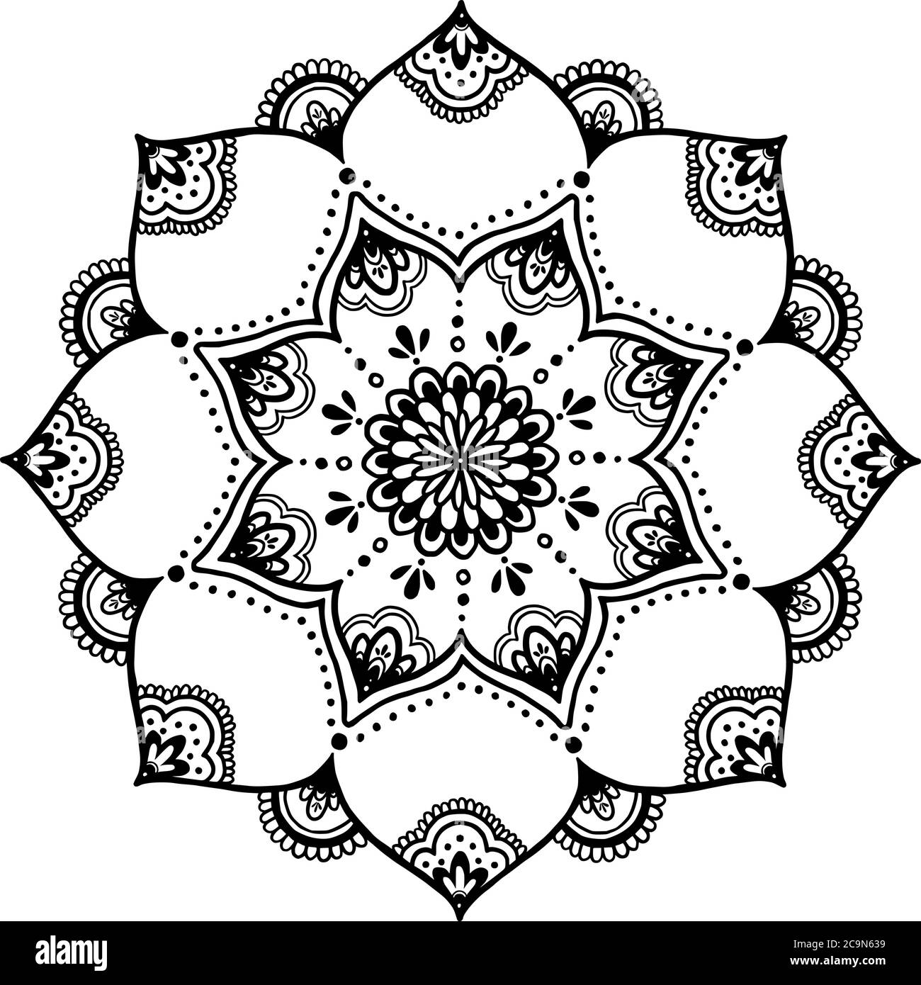Circular pattern in form of mandala for coloring book, Henna, Mehndi ...