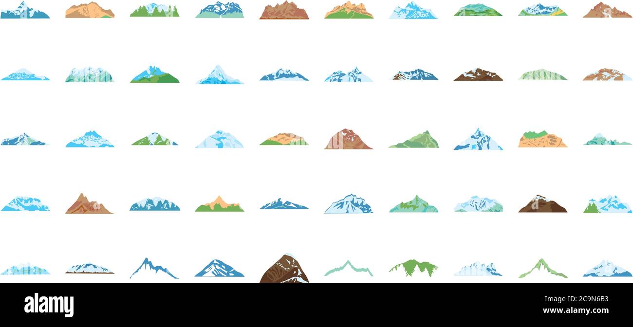 mountains icon set over white background, flat style, vector ...