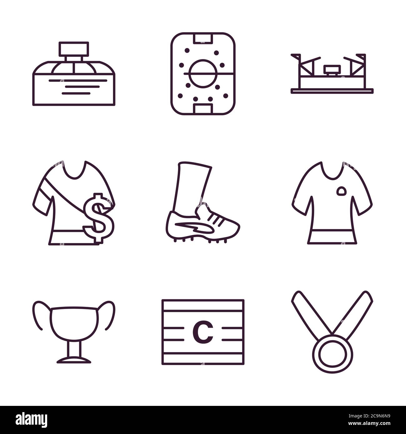 line style icon set design, Soccer football sport hobby competition and ...