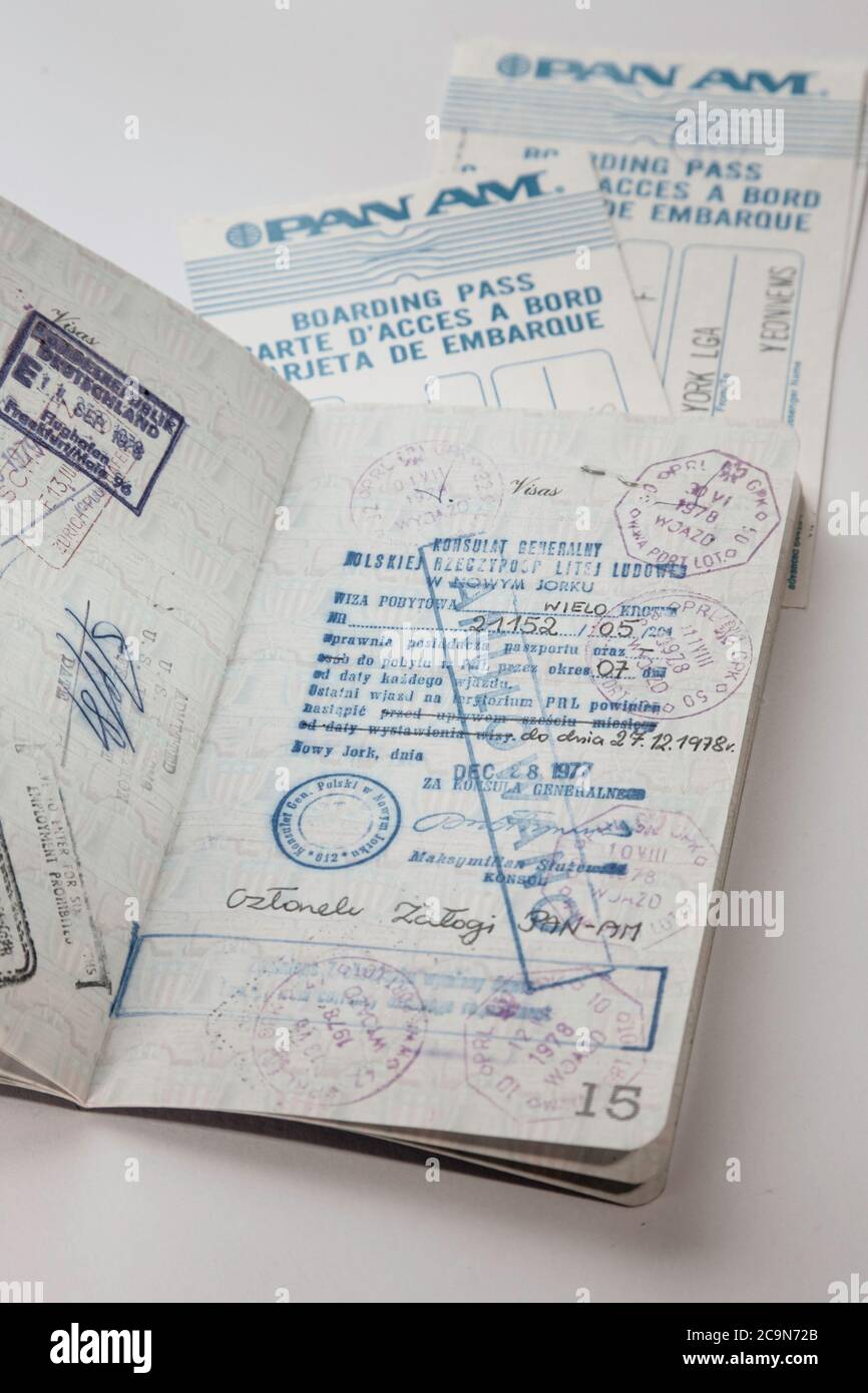 Vintage passport stamps hi-res stock photography and images - Alamy